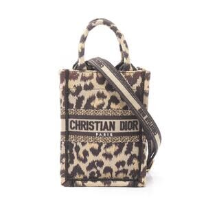 Dior BOOK TOTE vertical phone bag handbag canvas Beige Tan brown
